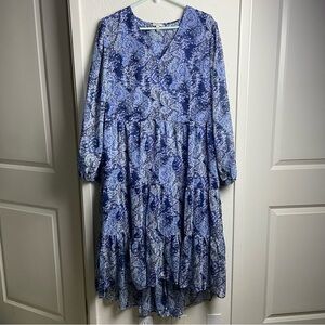 Joie Printed Maxi Dress Women’s Size XXL Blue Parisian Paisley Bohemian Flowy